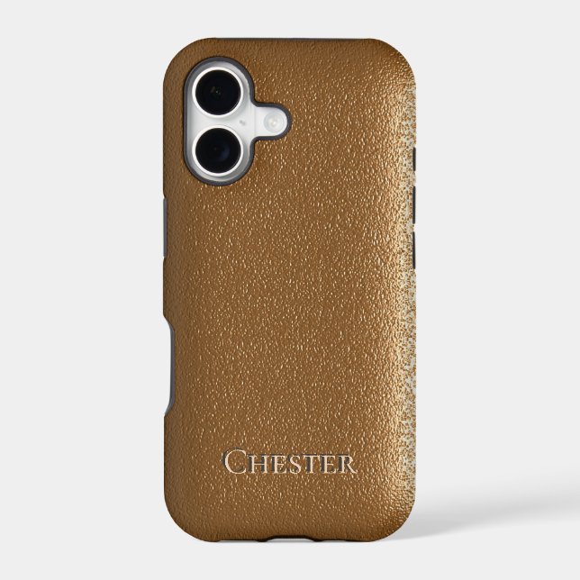 Brown Leather Like Texture Personalized Iphone Case (Back)