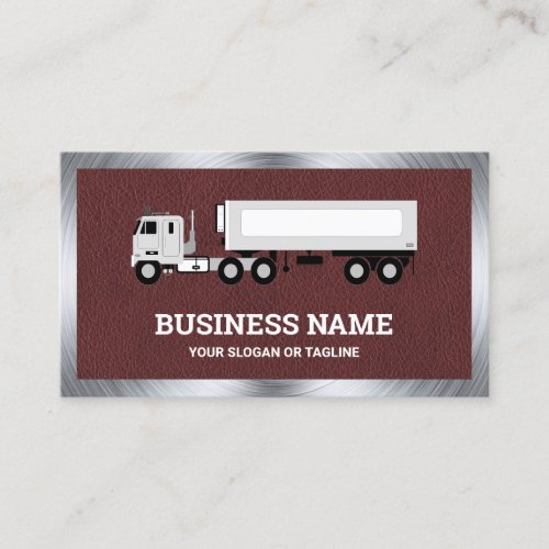Brown Leather Logistics Transport Truck Trailer Business Card