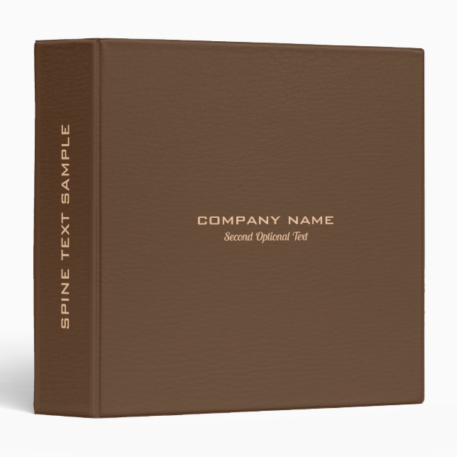 Brown Leather Look Customized Text 3 Ring Binder (Front/Spine)