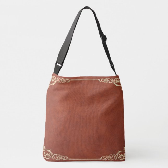 Brown Leather Look Design Crossbody Bag (Back)