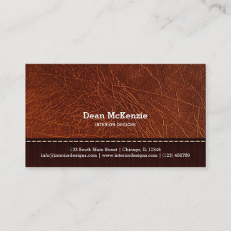 Brown leather look interior design business card