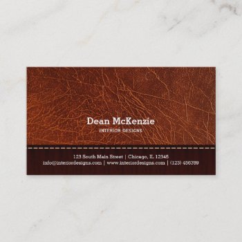 Brown Leather Look Interior Design Business Card by celebrationideas at Zazzle
