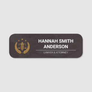 Brown Leather Look Justice Scale Classic Name Tag