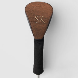 Brown Leather Look Monogram Golf Head Cover
