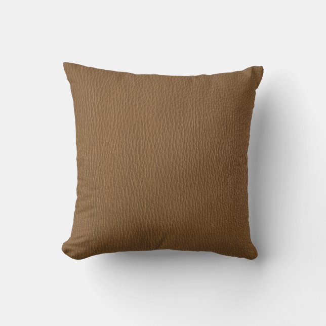 Brown Leather Look Pattern Throw Pillow (Front)