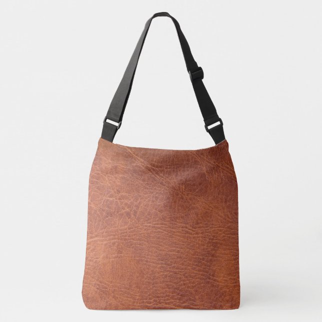 Brown leather look print crossbody bag (Front)
