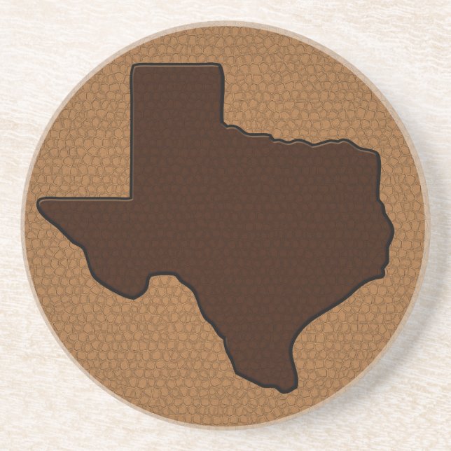 Brown Leather Look Texas Drink Coaster (Front)