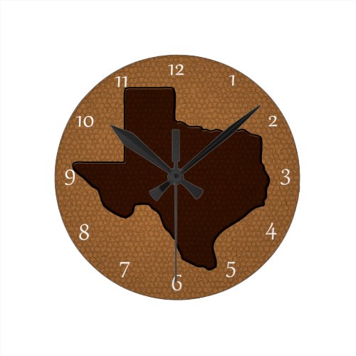 Brown Leather Look Texas Round Clocks