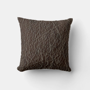 Brown Leather look Throw Pillow