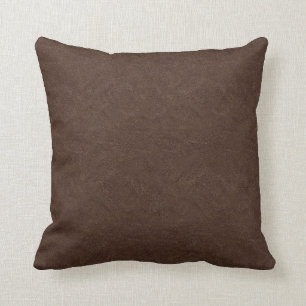 Brown Leather Look Throw Pillow