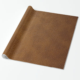 Brown Leather Look Wrapping Paper