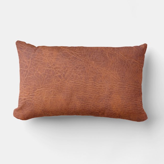 Brown leather lumbar pillow (Front)