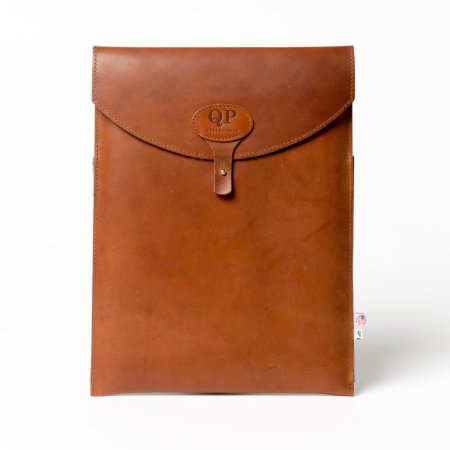 Brown Leather Monogrammed 13" Laptop Sleeve