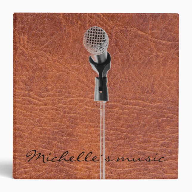 Brown leather music 3 ring binder (Front)