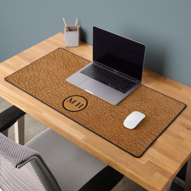 brown Leather Office Masculine Pad Monogram  (Office 2)