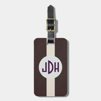 Brown Leather Pattern Custom Monogram Luggage Tag