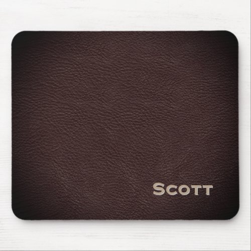 Brown Leather Pattern Executive Custom Monogram Mouse Pad