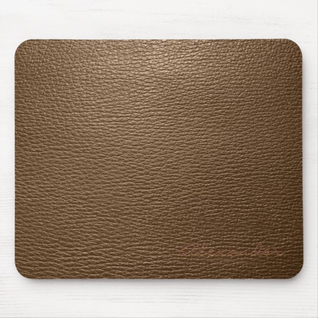 Brown Leather Pattern look- Custom Monogram Mouse Pad (Front)
