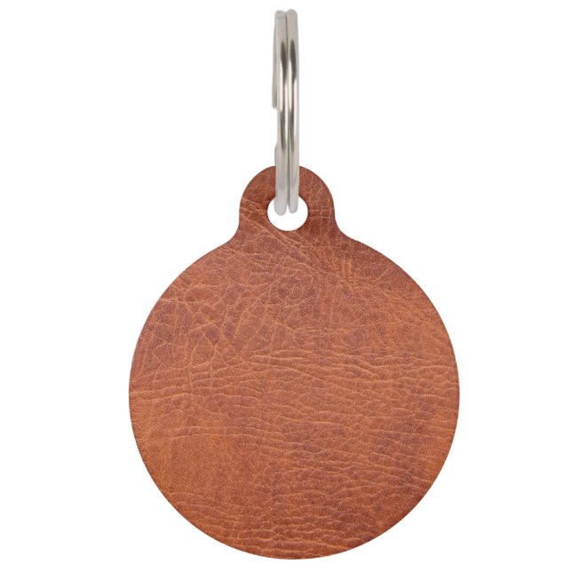 Brown leather pet ID tag (Front)