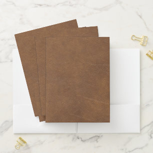 Brown leather pocket folder