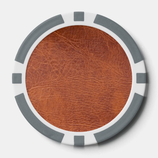 Brown leather poker chips (Front)
