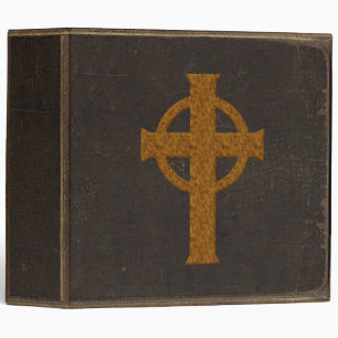 Brown Leather Print Cross 3 Ring Binder