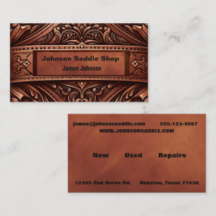 Brown Leather Print Custom 2 Side Business Card