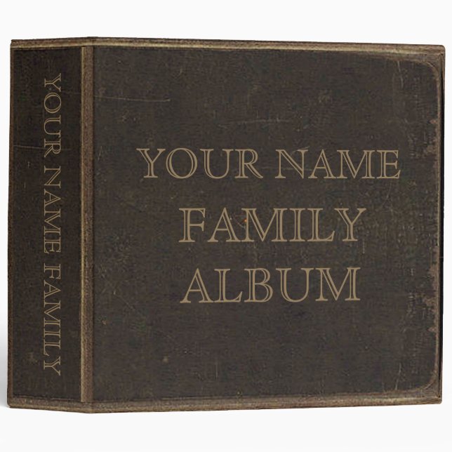 Brown Leather Print Family Album 3 Ring Binder (Front/Spine)