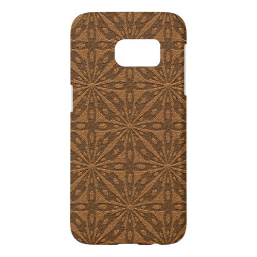 Brown Leather Print Geometric Pattern GR2 Samsung Galaxy S7 Case