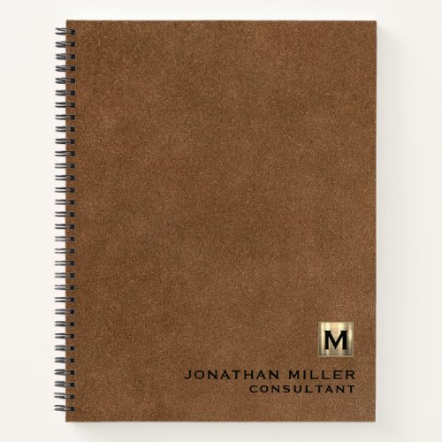 Brown Leather Print Monogram Notebook