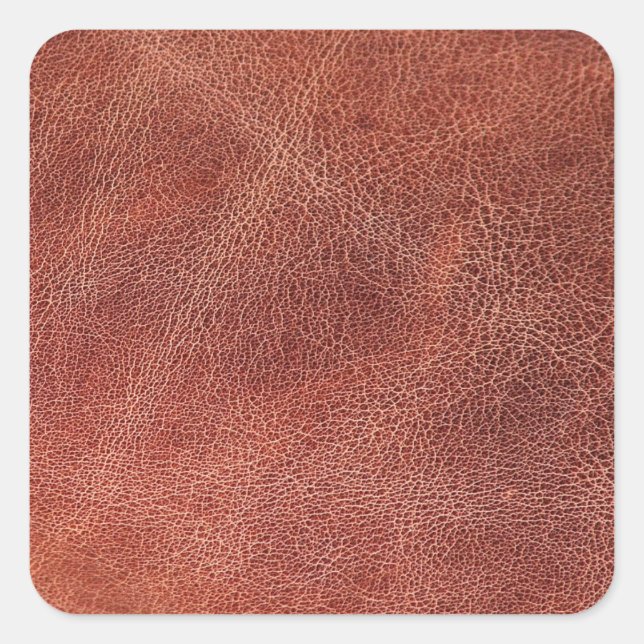 Brown Leather Print Pattern Square Sticker (Front)