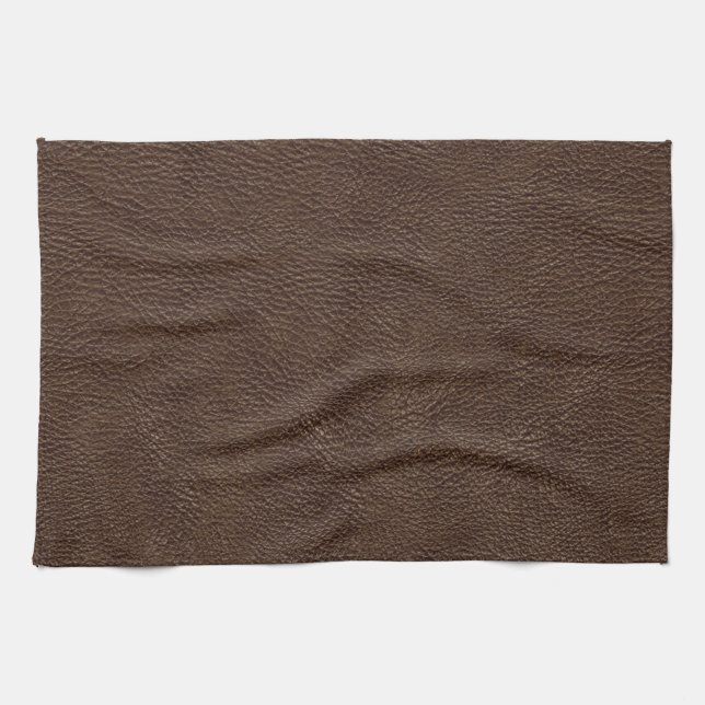 Brown Leather Print Texture Pattern Towel (Horizontal)