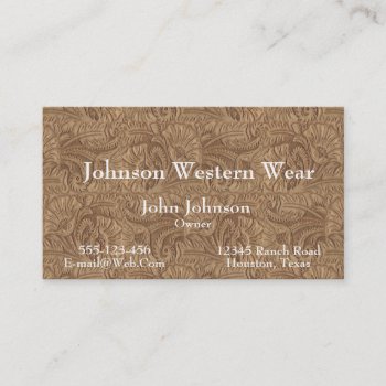 Brown Leather Print Western Business Card by RODEODAYS at Zazzle