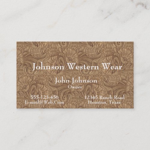 Brown Leather Print Western Business Card