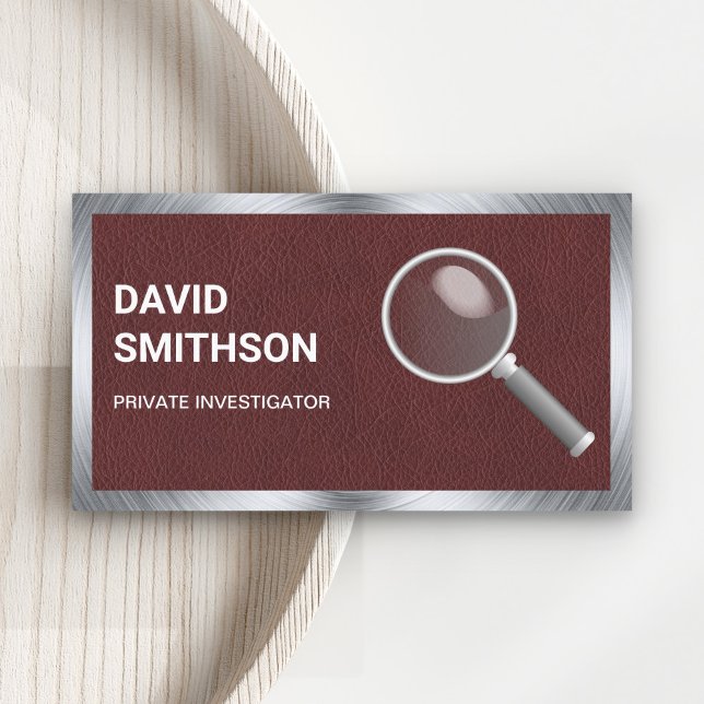 Brown Leather Private Detective Investigator Business Card (Creator Uploaded)