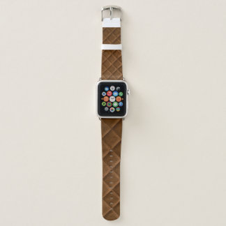 Brown leather, rhombus pattern drawing apple watch band