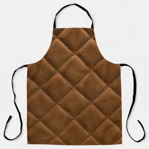 Brown leather, rhombus pattern drawing apron