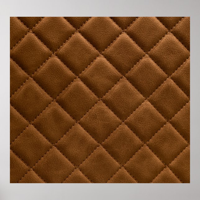 Brown leather, rhombus pattern drawing poster (Front)