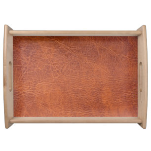 Brown leather serving tray