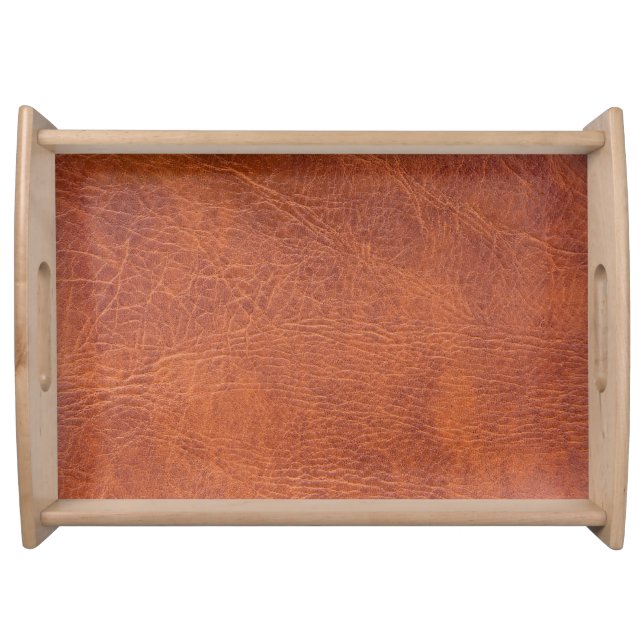 Brown leather serving tray (Front)