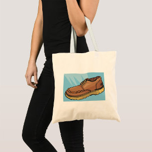 Brown Leather Shoe Retro Work Boot Tote Bag