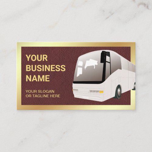 Brown Leather Sightseeing Tour Bus Travel Agent Business Card