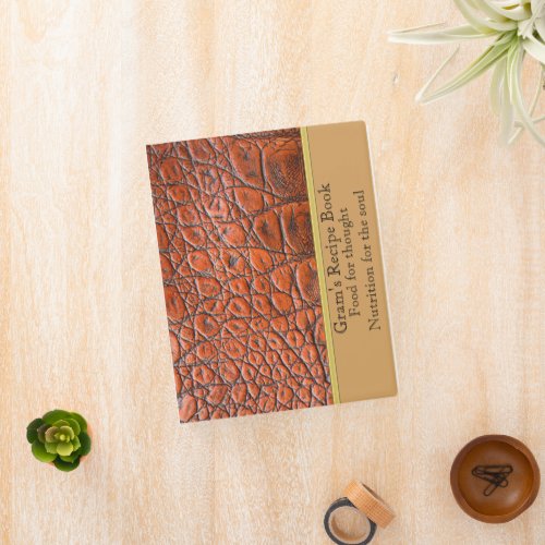 Brown leather skin texture design with gold mini binder