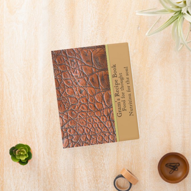 Brown leather skin texture design with gold mini binder (InSitu)