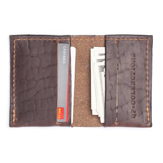 Brown Leather Slim Wallet (Open (Filled))