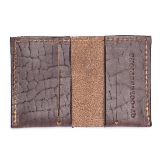 Brown Leather Slim Wallet (Open (Empty))