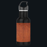 Brown leather stainless steel water bottle<br><div class="desc">Worn brown leather look,  elegant design.</div>