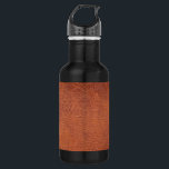 Brown leather stainless steel water bottle<br><div class="desc">Worn brown leather look,  elegant design.</div>