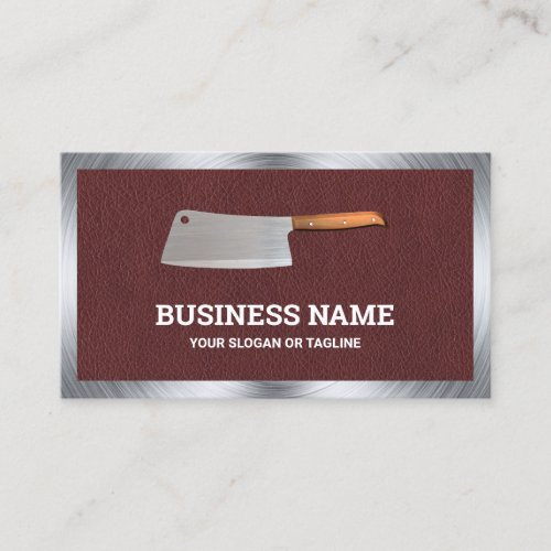 Brown Leather Steel Butcher Knife Meat Shop Business Card