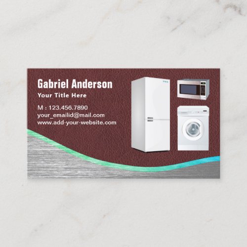 Brown Leather Steel Home Appliances Repair Business Card
